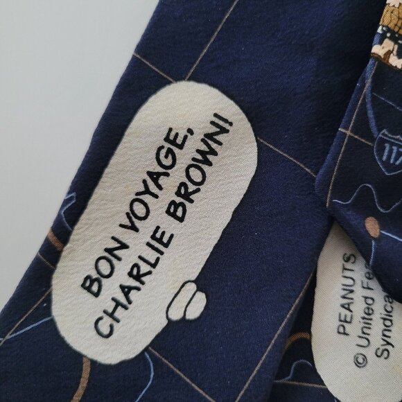 Peanuts Charlie Brown Tie 100% Silk Made in USA Bon Voyage - Picture 4 of 6